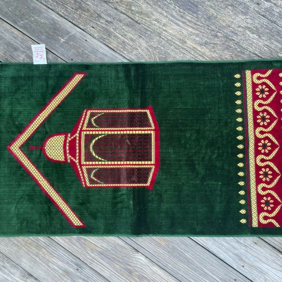 Jai Namaz Prayer Rugs Green Velvet Religious Area Rug Musalah Janamaz Rug New - Picture 10 of 11